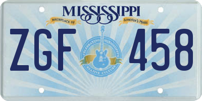 MS license plate ZGF458