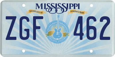 MS license plate ZGF462