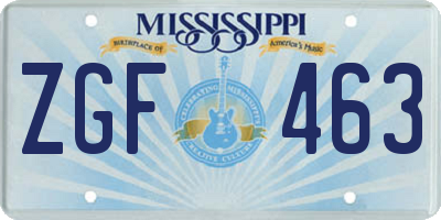 MS license plate ZGF463
