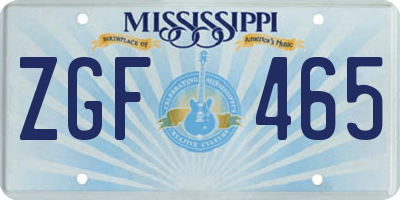 MS license plate ZGF465
