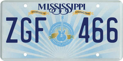 MS license plate ZGF466