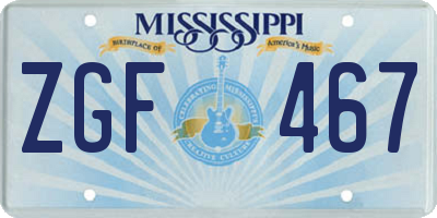 MS license plate ZGF467