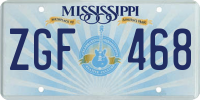 MS license plate ZGF468