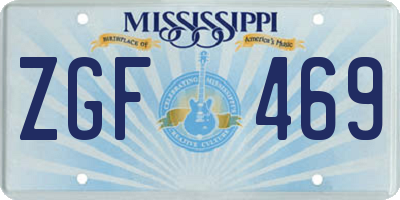 MS license plate ZGF469