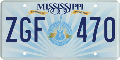 MS license plate ZGF470