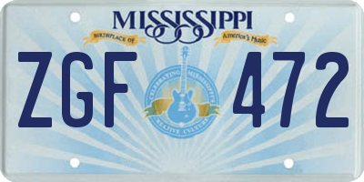 MS license plate ZGF472