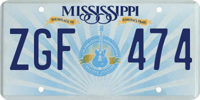 MS license plate ZGF474