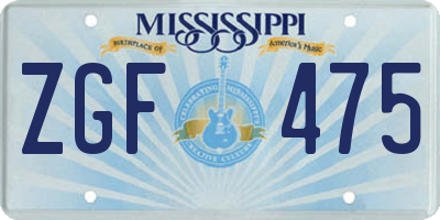 MS license plate ZGF475
