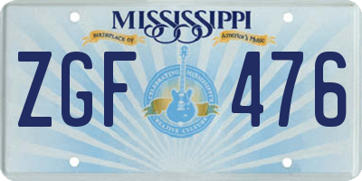 MS license plate ZGF476