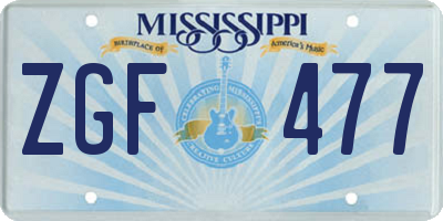 MS license plate ZGF477