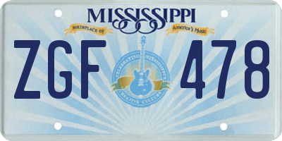 MS license plate ZGF478