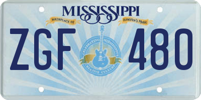 MS license plate ZGF480