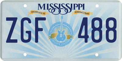 MS license plate ZGF488