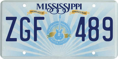 MS license plate ZGF489