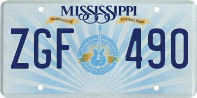 MS license plate ZGF490