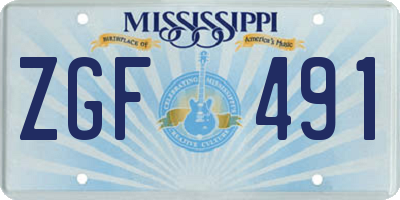 MS license plate ZGF491