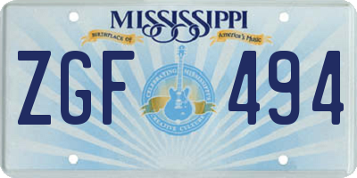 MS license plate ZGF494