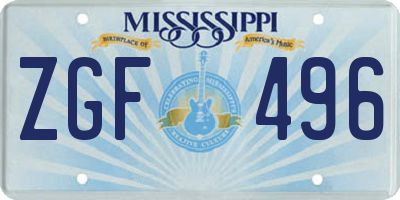 MS license plate ZGF496