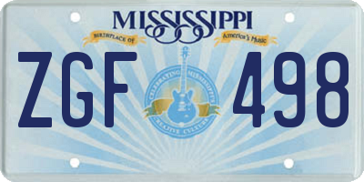 MS license plate ZGF498