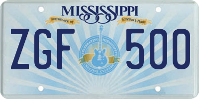 MS license plate ZGF500