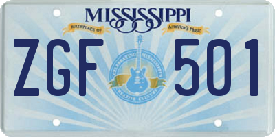 MS license plate ZGF501