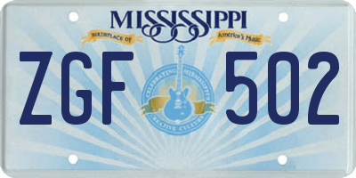 MS license plate ZGF502