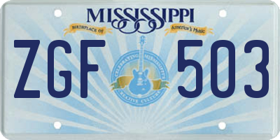 MS license plate ZGF503
