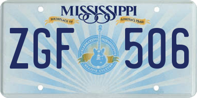 MS license plate ZGF506