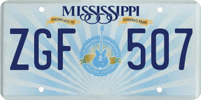 MS license plate ZGF507