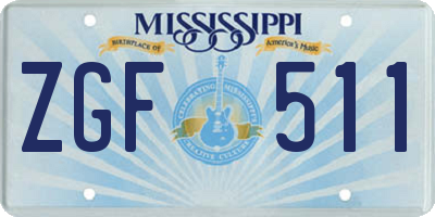 MS license plate ZGF511