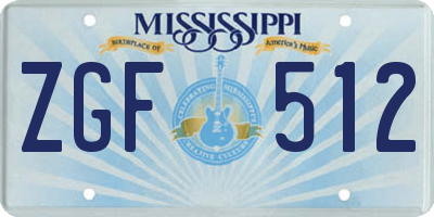 MS license plate ZGF512