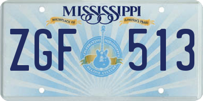 MS license plate ZGF513