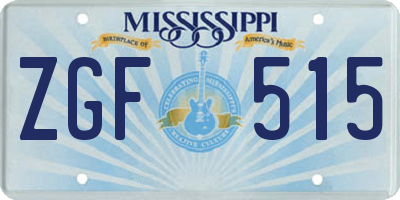 MS license plate ZGF515