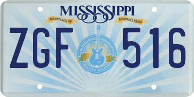 MS license plate ZGF516