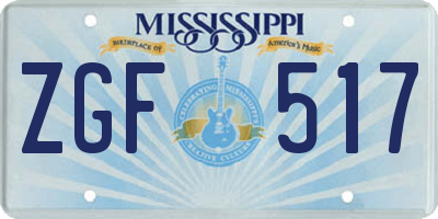 MS license plate ZGF517