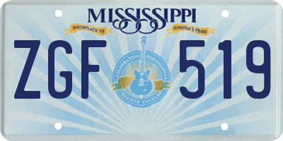 MS license plate ZGF519