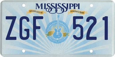 MS license plate ZGF521