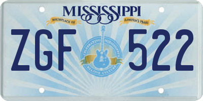 MS license plate ZGF522