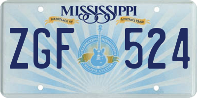 MS license plate ZGF524