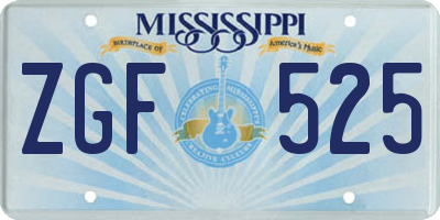 MS license plate ZGF525