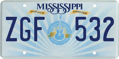 MS license plate ZGF532