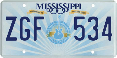 MS license plate ZGF534