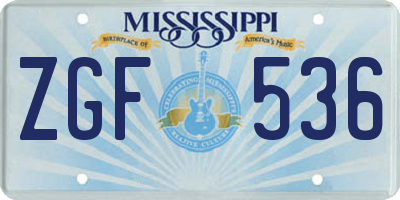 MS license plate ZGF536
