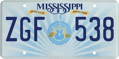 MS license plate ZGF538