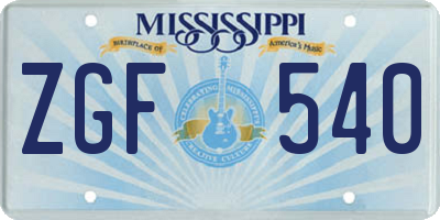 MS license plate ZGF540