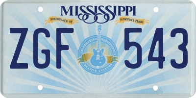 MS license plate ZGF543