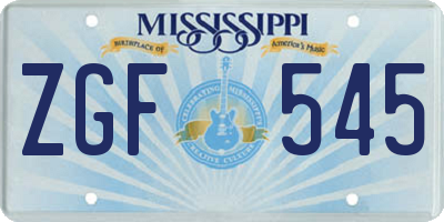 MS license plate ZGF545
