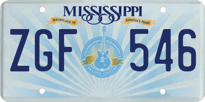 MS license plate ZGF546
