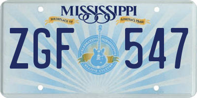 MS license plate ZGF547