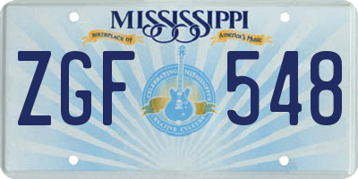 MS license plate ZGF548